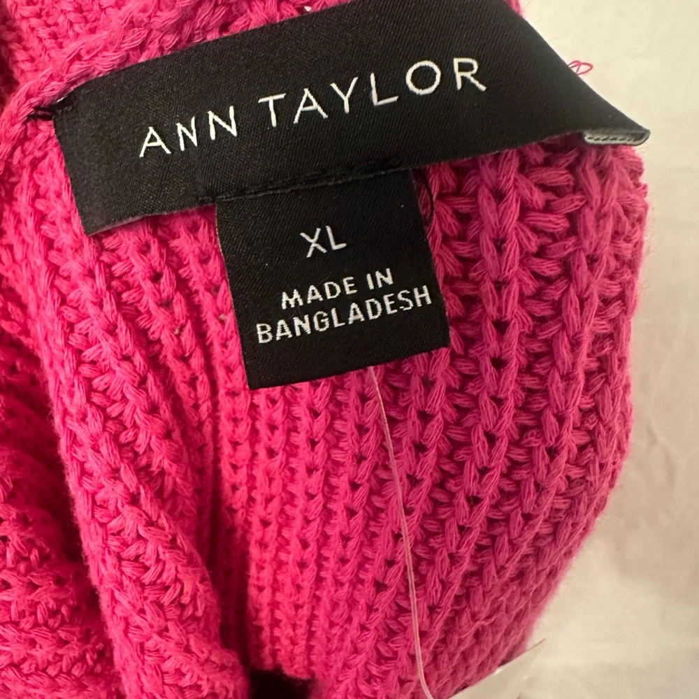 Ann Taylor Pink Mock Neck Sweater Vest Chunky Knit Sleeveless XL NWT - Picture 5 of 5